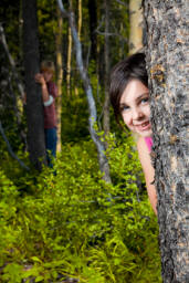 Beaver girl in forest